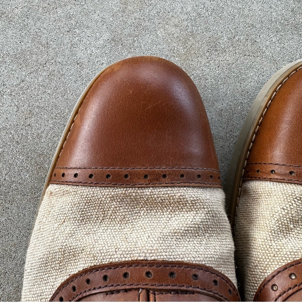 Johnston & Murphy Ellington Cap Toe Tan Gatsby Linen Oxfords Men’s Size 12 M - Picture 10 of 14